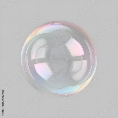 Delicate Soap Bubble with Iridescent Pastel Colors and Soft Reflections