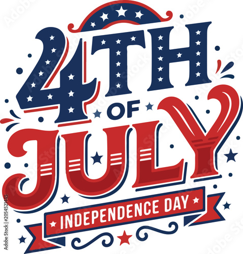 Fourth of july independence day patriotic lettering with stars