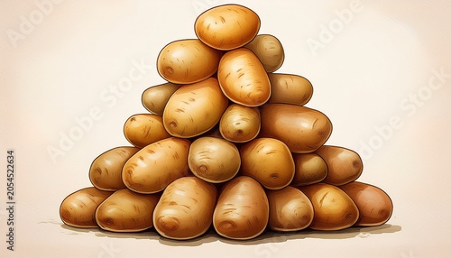 Potatoes Stacked In A Pyramid On A White Background Ai Generative
