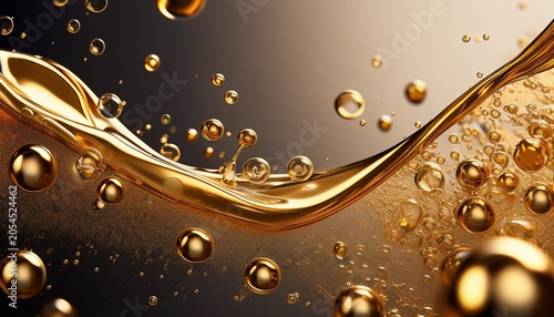 Golden Liquid Droplets Bubbles In Motion
