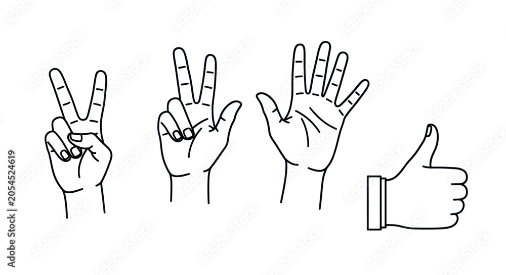 Obraz premium Hand Gestures Outline Icon Set