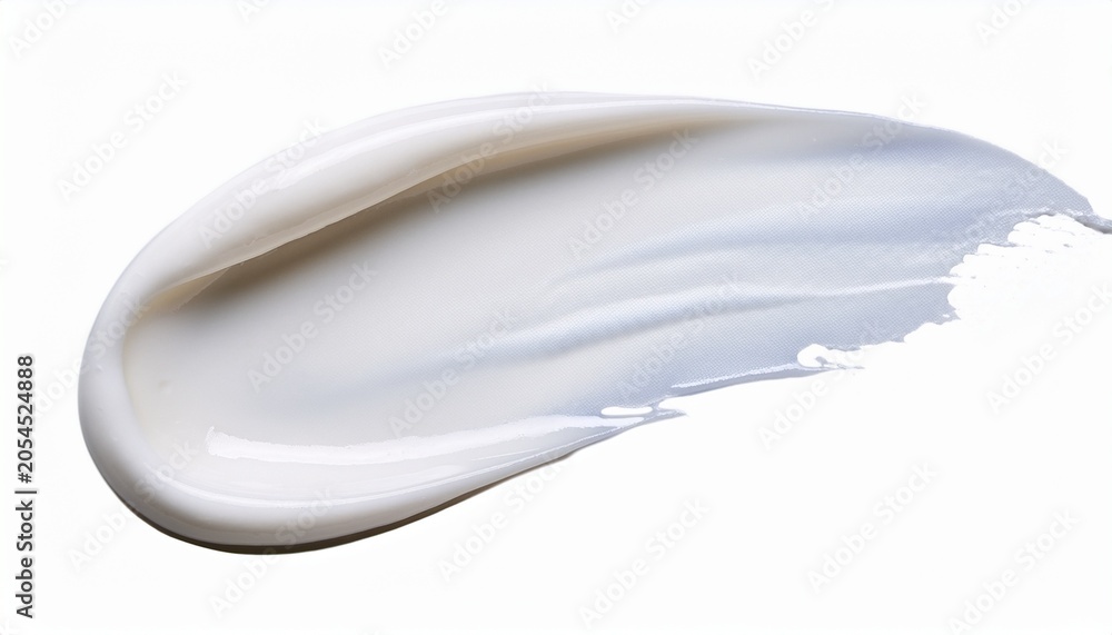 Fototapeta premium White Cream Smear Isolated On White Background Beauty Skin Care Product Swipe Swatch