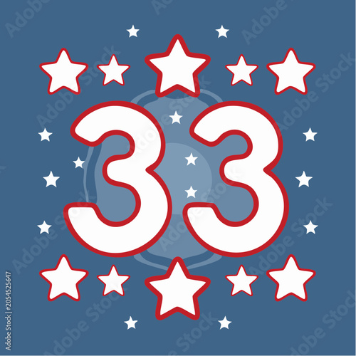 Number 33 with Stars and Stripes Theme