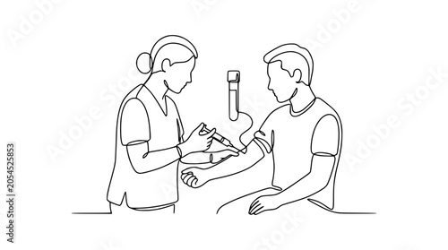 Fotografie Nurse administering injection to patient, medical procedure, health care, single
