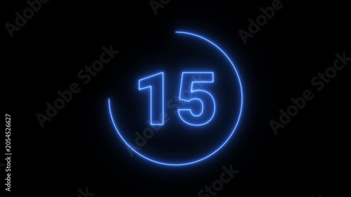 20 Second Neon Countdown Timer with Circular Progress Ring