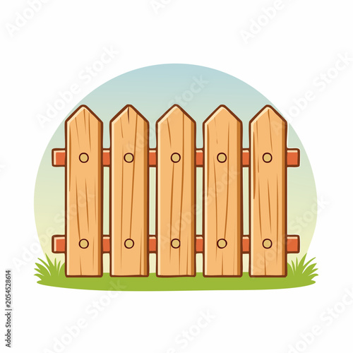 Wooden Picket Fence Illustration