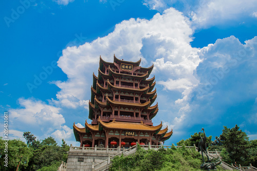 Photos Yellow Crane Tower in Wuhan, China under Dramatic Blue Sky