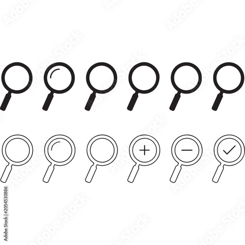 magnifying glass icon set