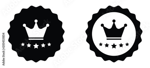 Картината върху платно Elegant black and white quality rating badges with crowns and five stars perfect