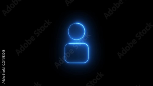 A striking neon pink outline of a generic person radiates a vivid glow against a black background, representing user profiles, digital.user contact icon animation profile .4k