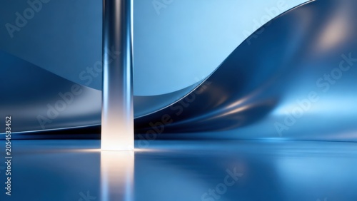 Abstract blue metallic structure with light