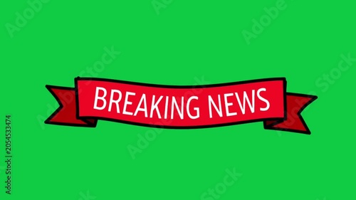 2D Animated Breaking News Ribbon with Red Banner Design