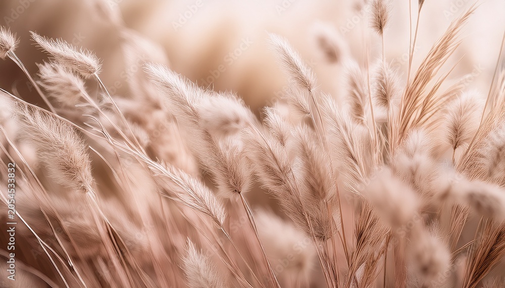 Obraz premium Organic Photo Blurry Dried Neutral Beige Grass Botanical Aesthetic Textured Abstract Background