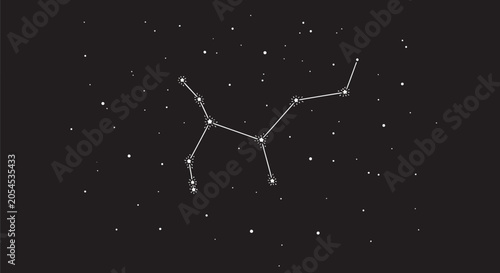 Celestial depiction of the Virgo constellation, a prominent zodiac asterism with stars forming an identifiable pattern against a dark, star-speckled sky
