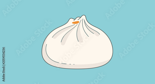 Canvas Print A simple cartoon illustration of a white bun with an orange topping on a blue ba