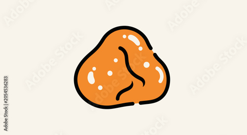 Schilderij op canvas A simple, orange, lumpy blob with white spots and black outlines