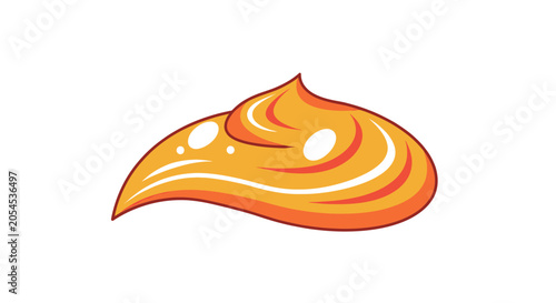 Bilde på lerret A swirl of orange dessert with red and white stripes on a white background
