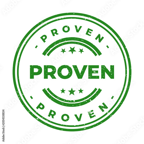 фотографія Green proven stamp with checkmark and stars