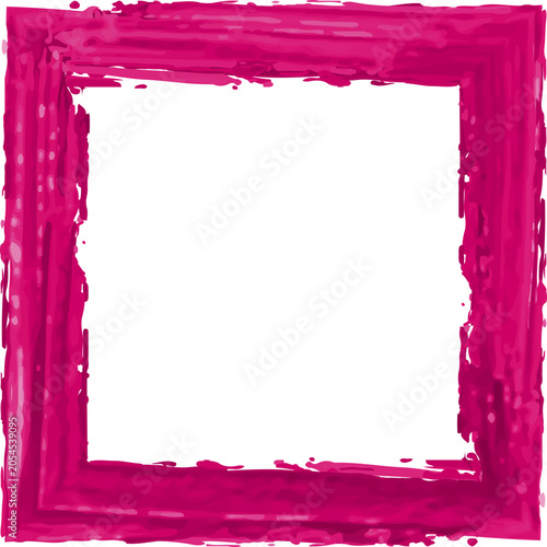 Pink Watercolor Square Frame Hand Painted Brush Border Isolated on Transparent Background
