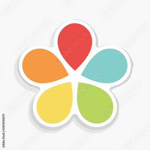 Colorful abstract flower logo with five petals