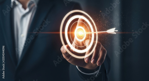 Targeting Success Concept Aiming Reaching Achievement Goal Accuracy Arrow Focus Dartboard On Target Expertise Skill Businessman Corporate