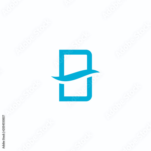 Initial Letter B with Water Waves for swimming pool or sea beach water logo design.