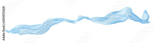 Schilderij op canvas Light blue sheer fabric flowing in the wind isolated on transparent background 3
