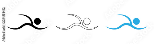 Abstract Swimming Logo Design Set – Modern Swimmer Icon Collection Vector Isolated