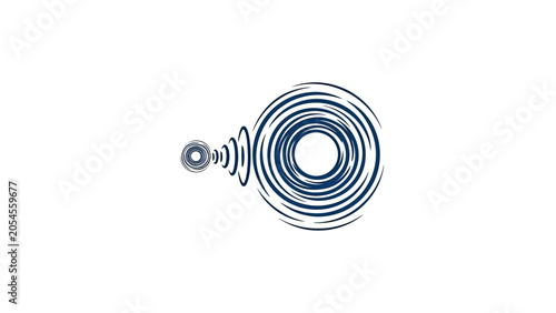 Photos Abstract dark blue concentric rings expanding outwards on a white background