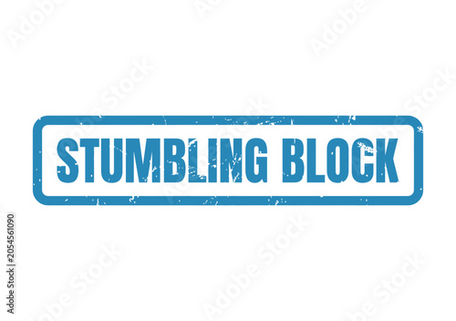 Foto Blue grunge rubber stamp impression with the bold text Stumbling Block for proje