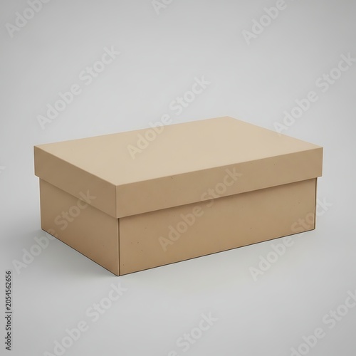 Closed brown cardboard box isolated on a plain light gray background