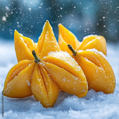 starfruit isolated on winter background