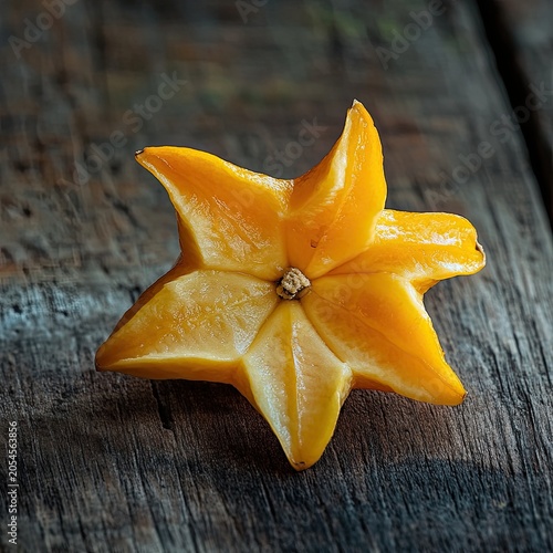 starfruit isolated on wooden background