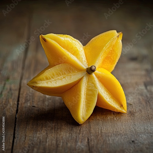 starfruit isolated on wooden background