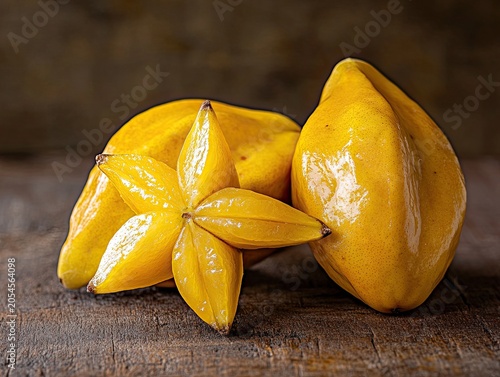 starfruit isolated on wooden background