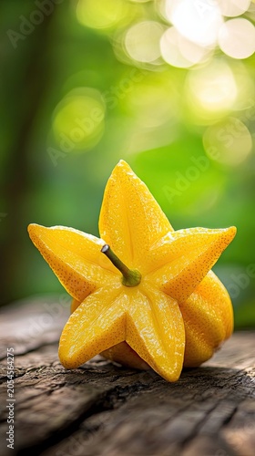 starfruit isolated on wooden background
