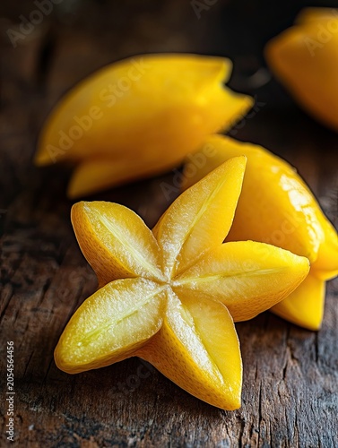 starfruit isolated on wooden background