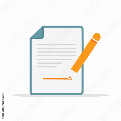 Document with Signature and Pencil Icon