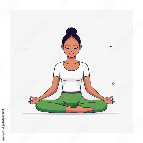 Flat design illustration of woman meditating