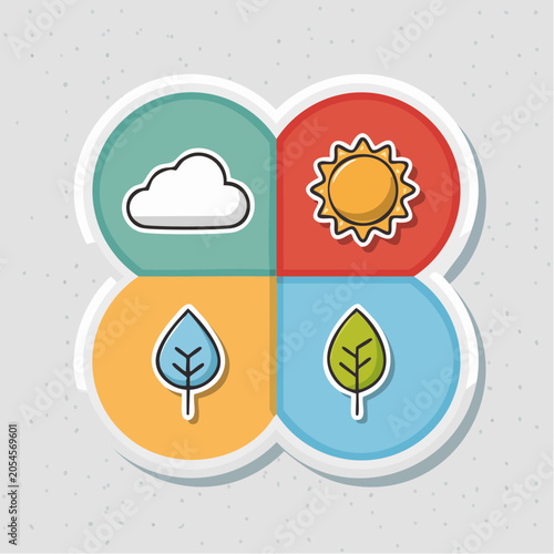 Nature Icons: Sun, Cloud, Leaf, and Water Drop