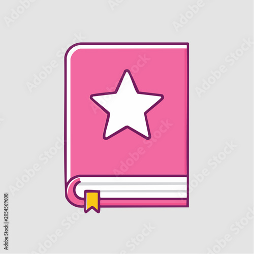 Pink book with a white star and bookmark
