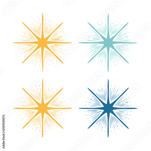 Set of Four Burst Shapes Vector Graphic