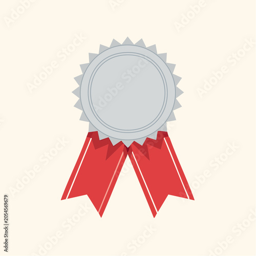 Silver Medal with Red Ribbons