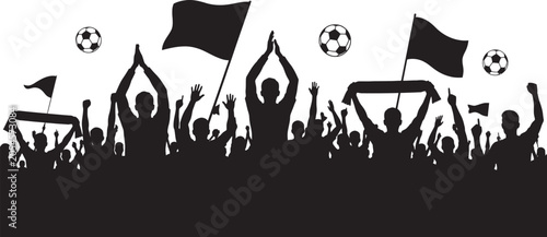 Soccer Supporters Crowd Silhouette Vector Illustration