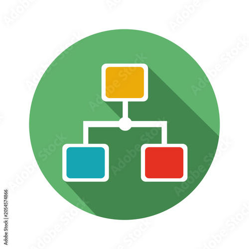 Flowchart Icon - Decision making process flowchart with three colorful options on green background