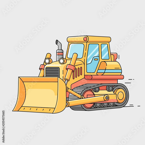 Yellow Industrial Bulldozer Heavy Machinery Illustration for Construction Projects