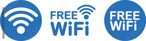 Schilderij op canvas Free WiFi Zone Symbol Wireless Signal Sign Internet Connection Icon vector desig