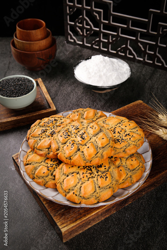 Tableau sur toile Handmade Sesame Seed Crackers with Asian Ingredients