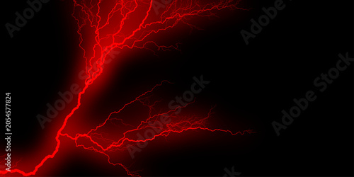 Foto A mesmerizing electric lighting effect radiates against a dark, mysterious black background