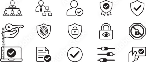 Φωτογραφία Permission icon set, access control and authorization vector illustration collection